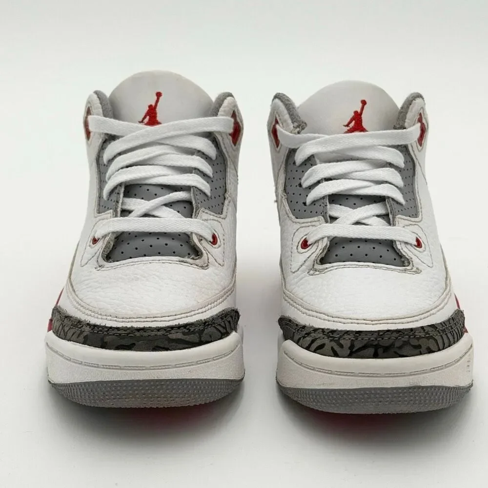 Jordan 3 Retro Fire Red 2022 High Top Lace Up Leather Sneakers - Little Kid/Todd